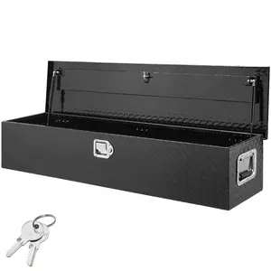 Heavy Duty Aluminum Diamond Plate Truck Bed Tool Box, 48x15x15in Portable Tool Box with Side Handle, Lock Keys, Home Repair Organizer for Pickup, RV