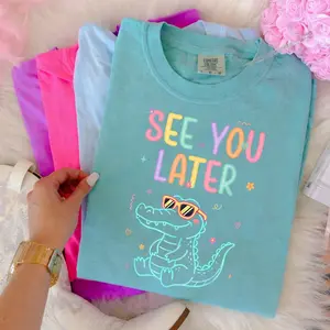 See You Later Teacher Summer Alligator Comfort Colors T-Shirt, Last Day of School Tee, Summer Break Teacher Gift, Cute Kids Teacher T-Shirt
