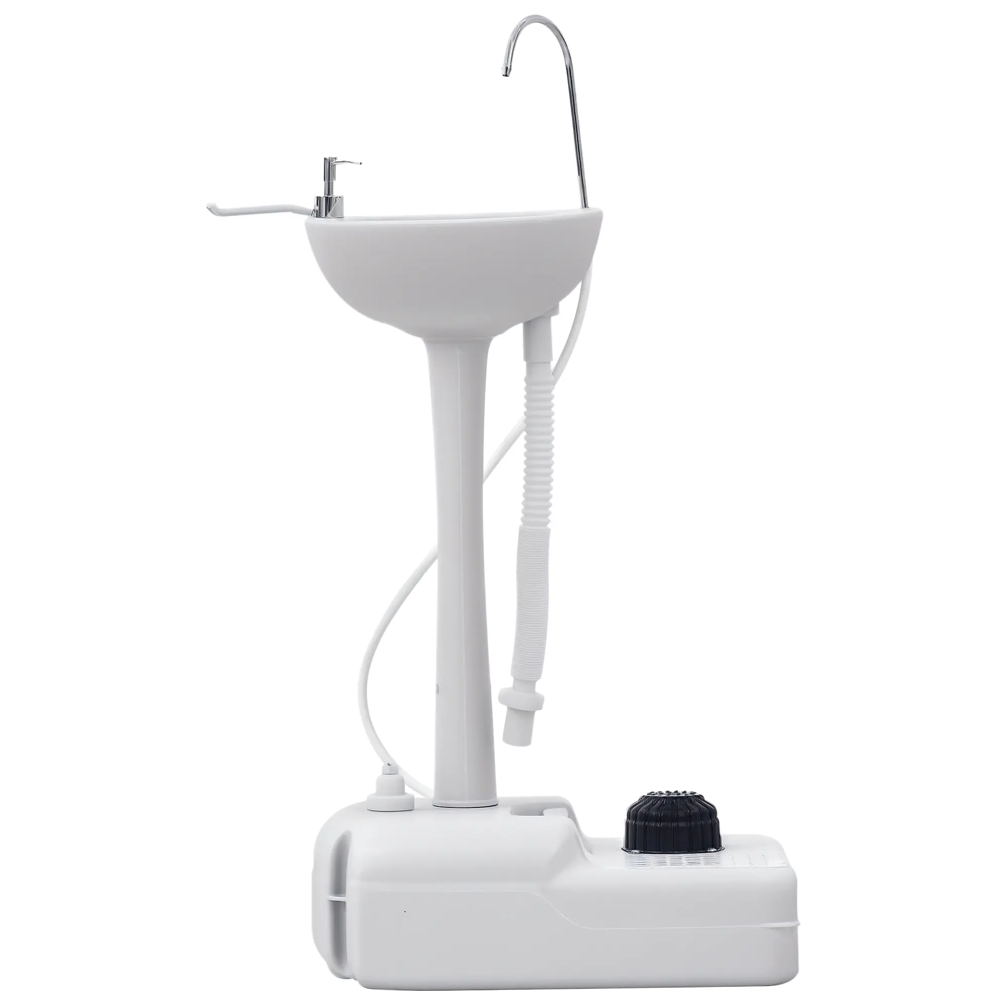 Portable Camping Sink, Portable Sink Hand Wash Station with 4.5 Gallon (17L) Tank, Rolling Wheels, Soap Dispenser, Towel Holder for RV, Outdoor Events, Gatherings, HDPE, White