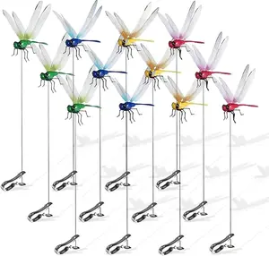 3D Dragonfly Garden Stakes Clips 12Pcs Spring Decor | Outdoor Indoor Aesthetic Garden Yard Patio Decorations Spring Glow Up