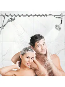 Gaomon Dual Shower Head Combo Set - High-Pressure 7-Spray Mode Handheld with Filter, 360-Degree Adjustable Rainfall Top Spray, Chrome Finish - Easy Installation for 2-Person Bathrooms