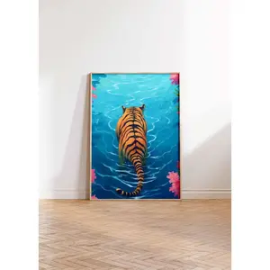 Tropical Garden Tiger Art Print Exotic Tiger Poster Tiger Art Print Tiger Art Poster Jungle Art Tiger Wall Art Poster