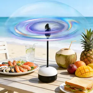 Portable Adjustable Rechargeable Personal Table Fan with LED Light, Soft Holographic Blades for Picnic, Home, BBQ, Portable Adjustable Fan, Rechargeable Personal Fan