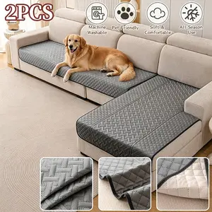 2pcs Multi-Design Quilted Velvet Sofa Cushions, Non-Slip, Pet-Friendly, for 3/4 Seat Sofas, Home Office Decor