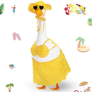 Summer Porch Goose Outfit Bikini for 23" Plastic/ Cement Goose Statues, Hawaii Porch Goose Clothes with Sunglasses and Swimming Tube, Porch Goose Costume Garden Pool Patio Lawn Yard Decor