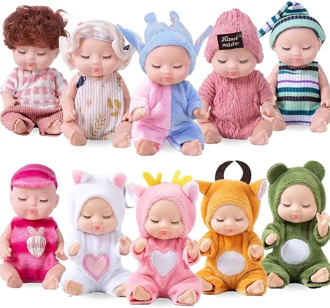 10 Pcs Mini Baby Dolls, Cute Tiny Baby Doll Gifts for Kids, Lifelike Realistic Small Baby Dolls for Girls Boys and Kids Big Easter Birthday Gift