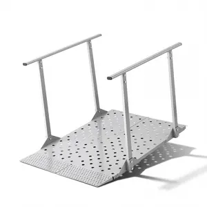 【fathersdaygift】VEVOR Wheelchair Ramp with Handrails, 44.9 x 33.5 in, Heavy Duty Aluminum Handicap Ramp, 440 lbs Capacity, Non-Slip Portable Threshold Ramps for Home Steps, Stairs, Doorways, Curbs, Walkers, Scooters
