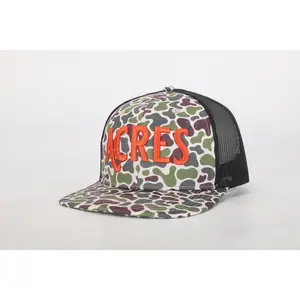 Acres Down South Men's 6-Panel Breathable Cotton-Poly Snapback Trucker Hat - Mesh Back, Puff Logo, Casual Style Snapback Hats