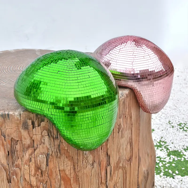 [Mirror Disco Ball Ornament] Disco Ball-shaped Mirror Ornament - Fashionable Home Decoration for Coffee Table 【Silvery】 Glass Fluid Metal Design, Decoration Items, Indoor Home Decoration