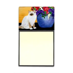 212 MAIN Ragdoll Cat Refillable Sticky Note Holder - Post-it Note Dispenser, Small Desk Organizer with Artwork Top & Rigid Base, Work Desk Accessories for Office Stationery & Supplies