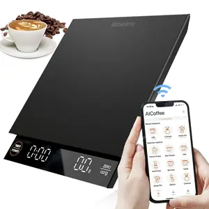 Smart Coffee Scale with Auto Timer & Tare, Stainless Steel Bluetooth Espresso Scale Weigh Digital Pour Over Drip Scales Small Travel Coffee Scale Rechargeable, 6.6 lbs/0.1g High Precision (Black)