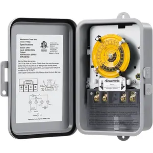 24-Hour Mechanical Timer Switch - 208-277VAC DPST, 5HP 40A, Enclosure,, Manual Override, for Pool Pump, Water Heater, Lights and Fans, Weatherproof, ETL Listed, Gray