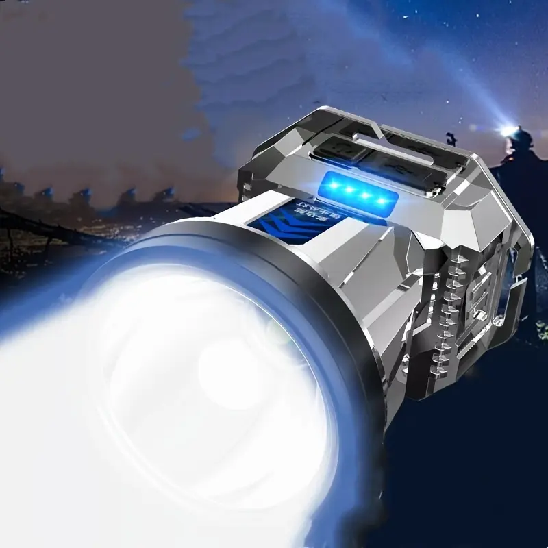 Outdoor LED High-Intensity Headlamp, Large Reflector for Ultra-bright Long-range Illumination, Rechargeable Head-mounted Design, Extended Battery Life Suitable for Night Fishing and Emergency Searchlight, Portable and Practical with IP65 Rating