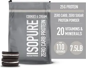 Isopure Zero Carb Cookies & Cream 7.5 lbs 100% Pure Whey Isolate Protein Powder 25g Protein Per Serving 110 Servings Zero Carb Zero Sugar