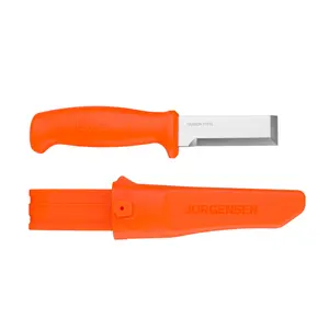 Jorgensen Wood Chisel Knife with Sheath, Wood Chisel for Woodworking with Ergonomic Handle, SK5 Carbon Steel Blade, Full Tang Design, for Carving, Whittling, Splitting