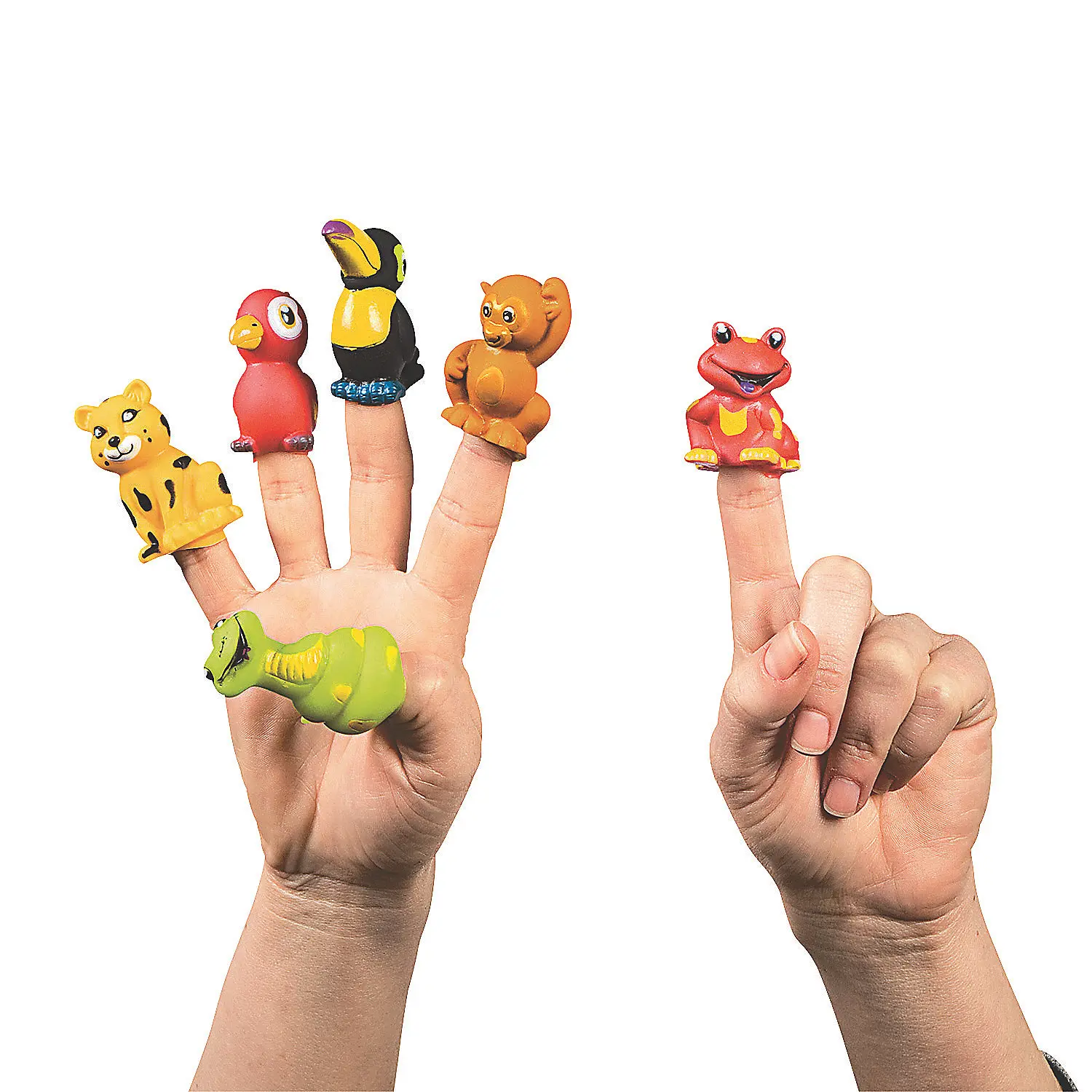 24-Pc Vinyl Rainforest Animals Finger Puppets - Classic Novelty Toys for Kids Ages 4+, Birthday Party Favors, Stem Rainforest Fun for Home & Travel