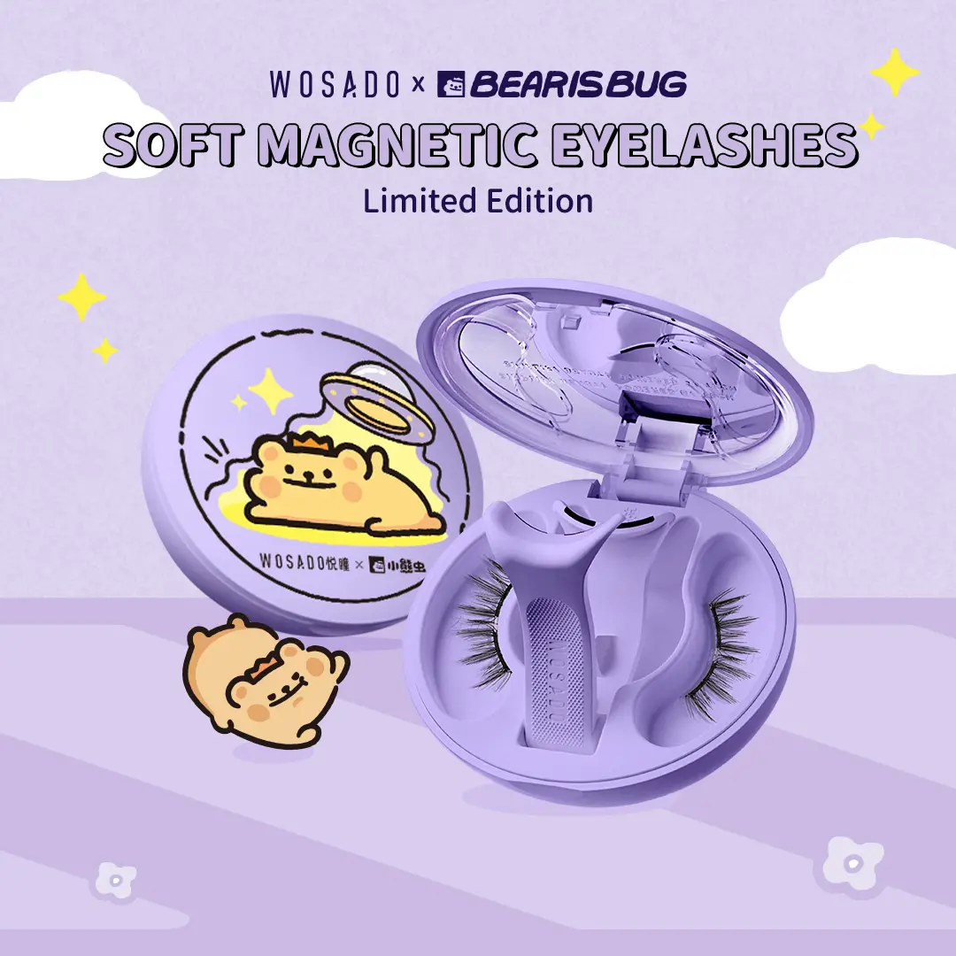 Wosado Soft Magnetic Eyelashes All-in-One Box, BearisBug Limited Edition Magnetic Eyelash Extensions, Waterproof, Reusable, Glue-Free, Eyeliner-Free Makeup Cosmetic