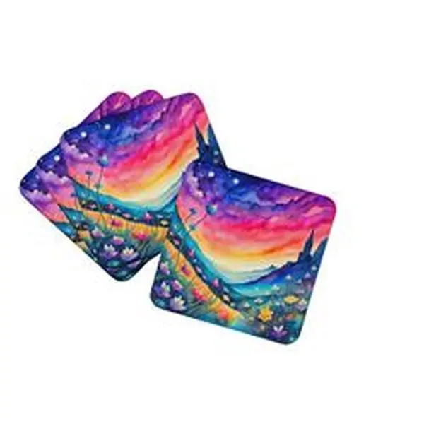 0.15 x 3.5 x 3.5 in. Colorful Campanula Foam Coasters - Set of 4