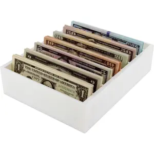 Money Organizer for Cash – 8 Compartment Money Holder, Cash Organizer, Cash Holder, Cash Divider Box, Cash Tray (White)