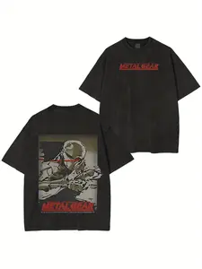 valentine shirts Men'S Metal Gear Logo & Character Art Print T-Shirt - 100% Lightweight Breathable Round Neck Tee, Machine Washable Casual Summer Shirt for Anime Fans