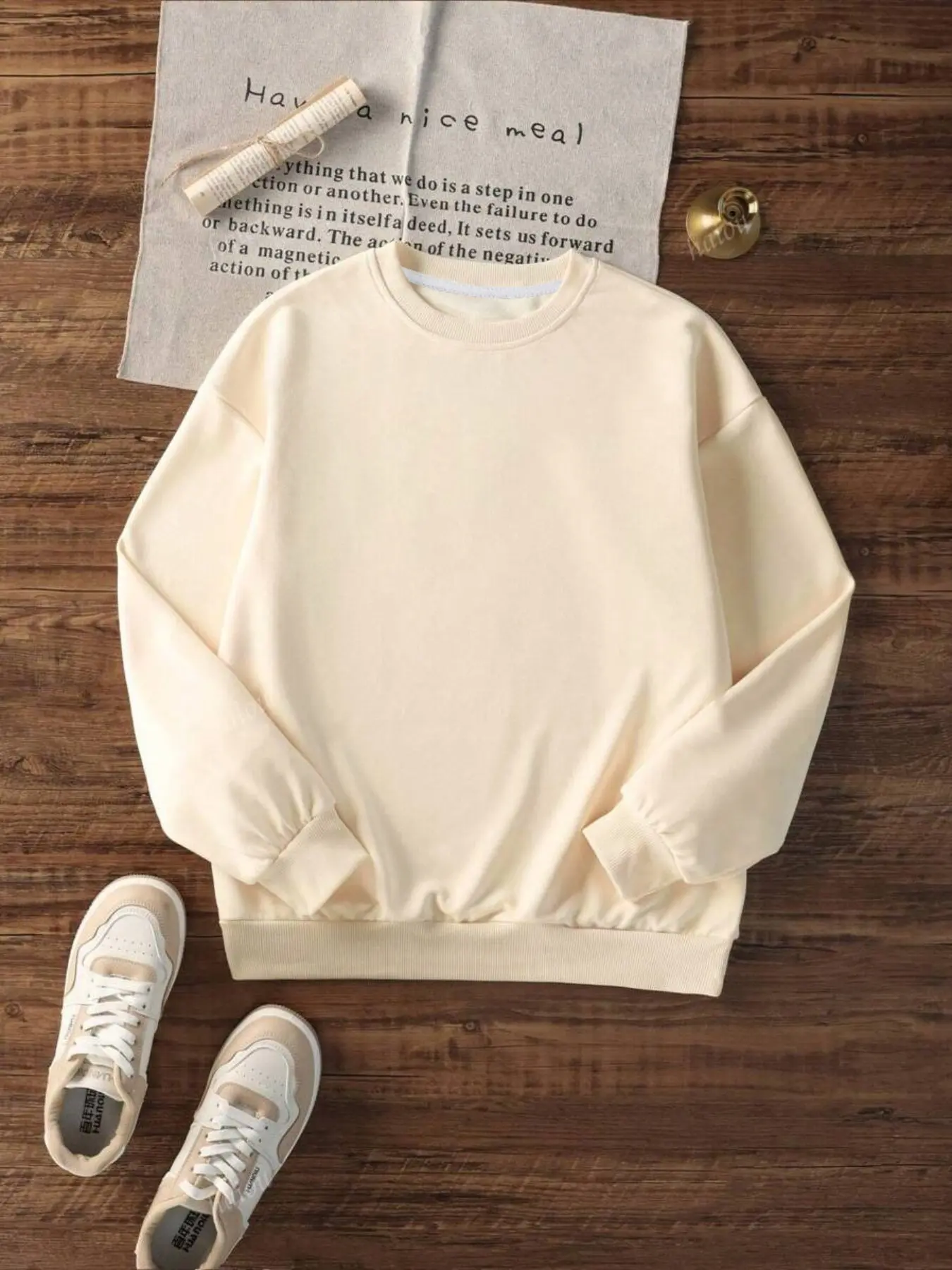 Women's Fall Winter Fashion Basic Casual Loose-Fit Round Neck Pullover Sweater Top Knitwear, Comfortable Solid Color Knitted Long Sleeve Shirt