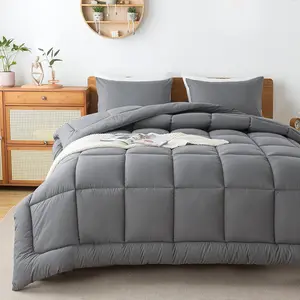3PCS solid color quilted quilt combination (1 quilt+2 pillowcases, excluding pillow core), with 200gsm quilt filling, soft and breathable, single bed and double bed, suitable for bedroom, dormitory and home decoration by King&Queen,