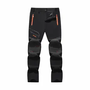 Men's waterproof and wear-resistant outdoor pants, suitable for hiking in rainy weather, softshell outdoor pants with zippered pockets, climbing sports pants, men's sports pants