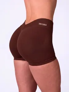 Tayoea Women's Seamless High Stretch V-Back Workout Shorts, Ideal for Running Yoga Fitness, Perfect for Daily Wear and Exercise