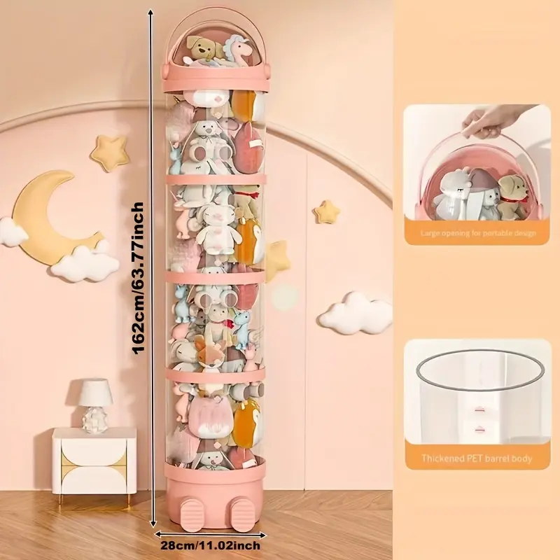 Fashion plush toy storage bucket, transparent visual pulley can be stacked, Multilayer Storage, Interior Storage Organizer, Decor Organizer, children's doll doll, Clear Storage Bin