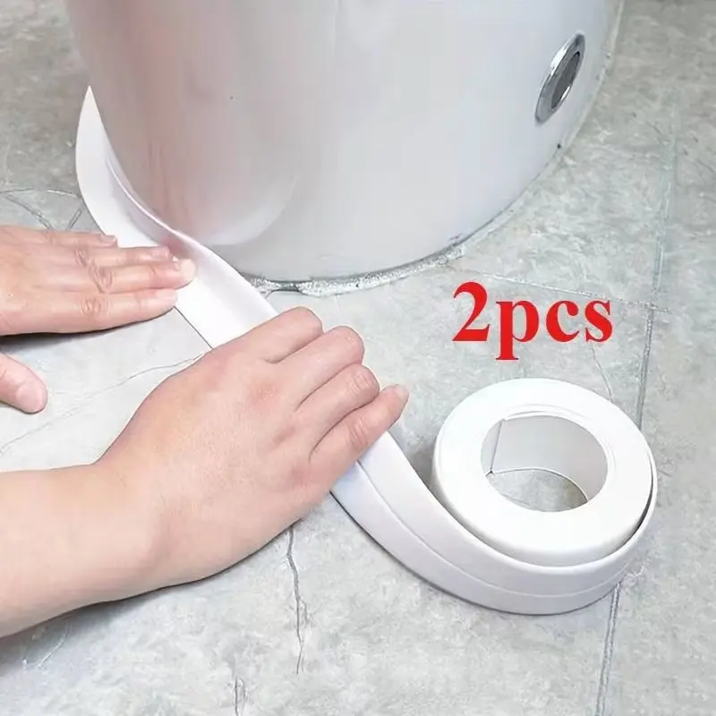 Waterproof Toilet Sealing Strip, Self-Adhesive Leak Proof Design Seal Tape for Kitchen Bathroom, Long Lasting Adhesive, Moisture Prevention, Beautiful Joint Sticker, Includes Scraper, Self Adhesive Silicone