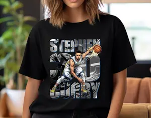 Basketball Player PNG Shirt Design Stephen Curry Comic T-Shirt Sublimation graphic tees crew neck