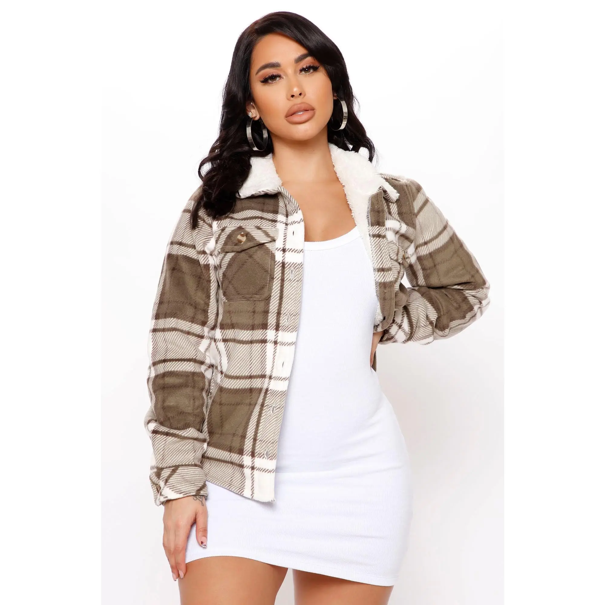 Cozy Days Plaid Shacket - Taupe/combo