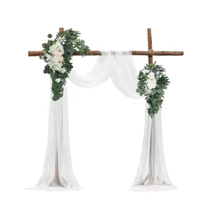 Silk Artificial Hydrangea Wedding Arch Decor Kit, White - 2 Pcs Flowers, 2 Pcs Drapes for DIY Flower & Room Decor