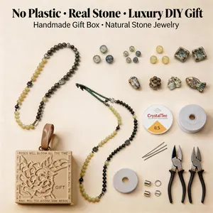 Myrible Jewelry Kit -300 pieces of natural stone beads, Czech glass beads, magnetic buckles, spacer beads, extension chains, bead string, DIY jewelry making starter kit adult gift box