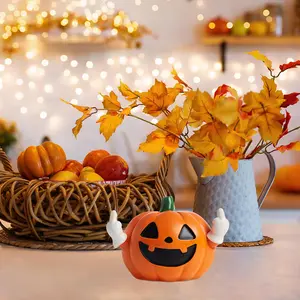 Halloween Middle Finger Pumpkin Decoration Orange Mini Desk Decor with Funny Middle Finger Design Ideal for Fall Thanksgiving & New Year