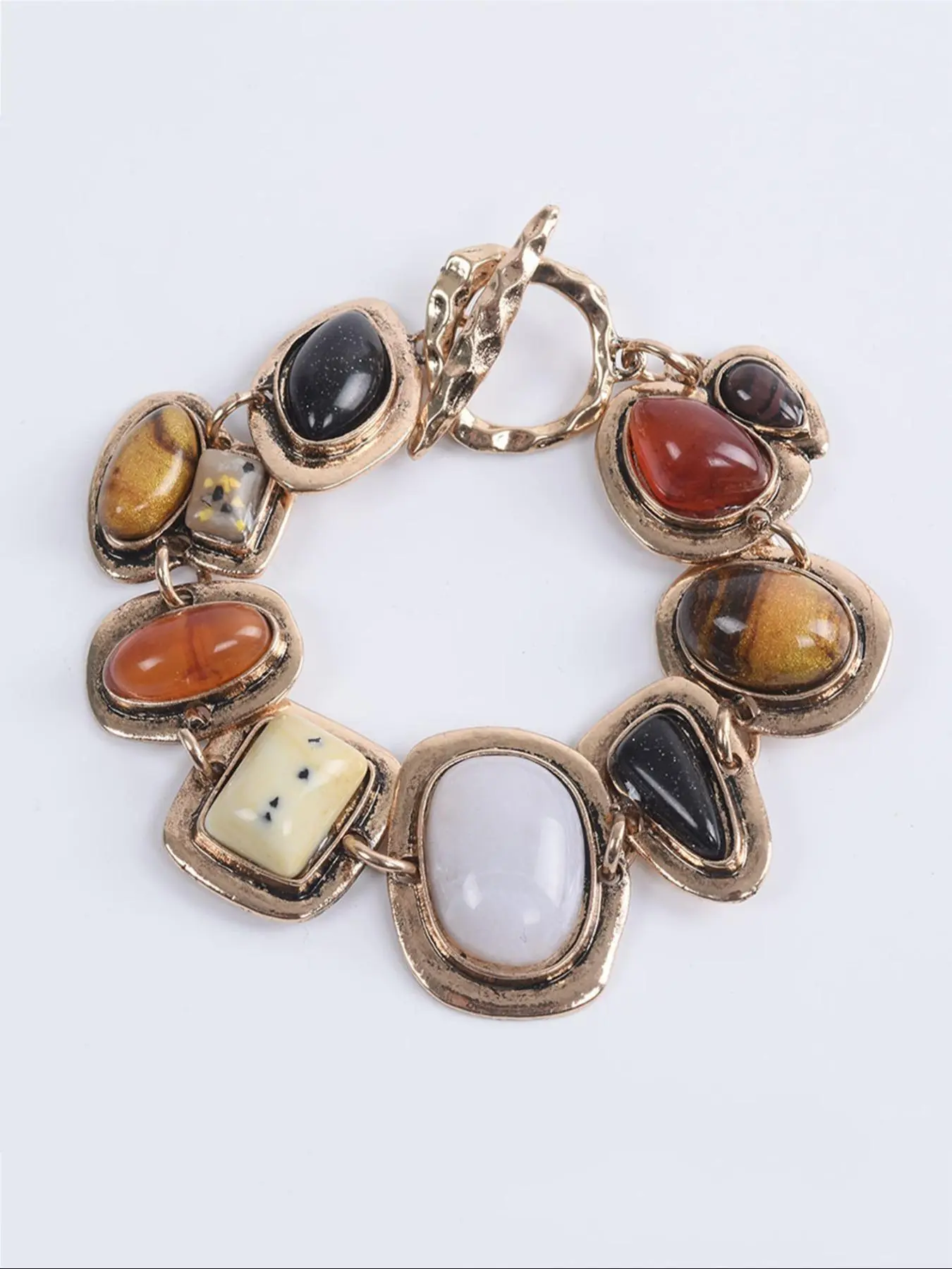 Vintage Boho Style Artificial Gemstone Decorated Bracelet, Fashionable Jewelry Gifts for Women & Girls, Trendy All-match & Exquisite Jewelry for Birthday Gift, Stackable Bracelets, Trendy Jewellery Accessories, Pretty Bracelet