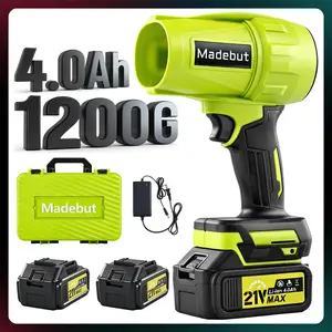 1200G Leaf Blower Cordless, 21V Portable Dust Cleaner with 2 x 4.0Ah Battery and Charger, Electric Leaf Blower for Lawn Care,Dust,Snow,Car Blowing Water