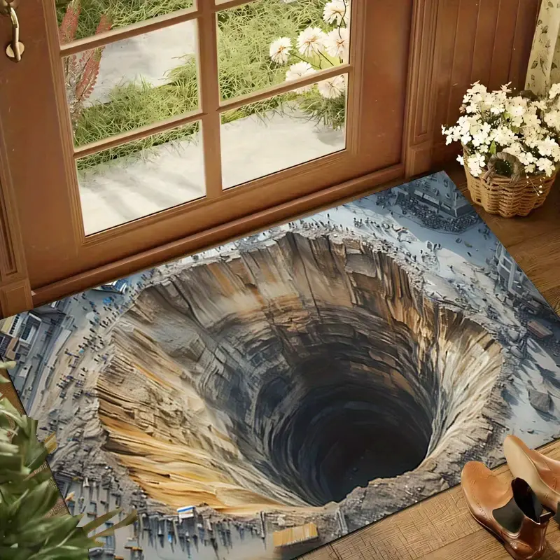 Optical Illusion Endless Abyss Doormat Durable & Easy to Clean Quick-drying Bathroom Mat, Suitable for Indoor & Outdoor Use • Ideal for Bathrooms, Kitchens, Living Rooms, Entryways, Rooms Modern Decorative Floor Mat