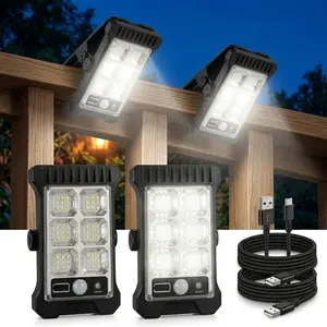 2 Pack Solar Clip Lights with USB & Motion Sensor, IP65 Waterproof Wireless Security Lighting for Yard, 3-Mode Adjustable Outdoor Solar Fence Light with Clip Durable High Lumens, Perfect Gift for Every Family