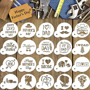 20 count Mother's Day Cookie Stencil Set  Cake Baking Templates Mold Tools for Cookie Cupcake Fondant DIY Crafts Father's Day Theme Party Decoration Supplies