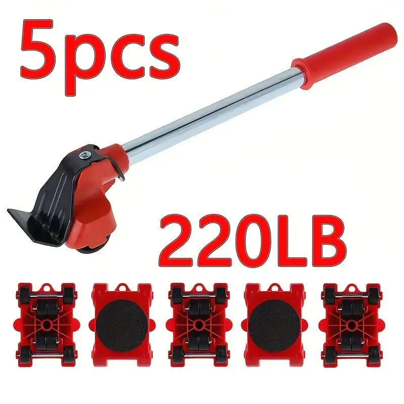 Heavy Duty Furniture Lifter with Extension Pole 4 Wheel Furniture Glide 880 Lbs Load Capacity for Cabinets Sofa Furniture Moving Tool Set