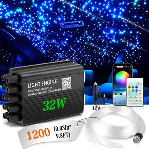 Twinkle& Meteor 2 in 1 Starlight Headliner Light Kit 16W/32W with 750pcs/1200pcs 9.8ft Fiber Optical Cable RGBW Light Source Sound Activated APP/Remote Control for Car/Home/Party