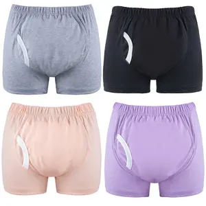Men's Washable Reusable Incontinence Boxer Briefs - Leakproof Soft Breathable Mesh Cotton Clothes, High-Absorbency Underwear for Daily Wear & Overnight Protection