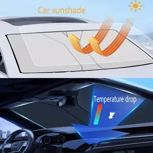 1PC Car Front Windshield Sunshade, Heat Insulation and Sun Protection Cover, Summer UV Protection Car Sun Visor, with Storage Bag, Car Accessories, UV Protective Sunshade