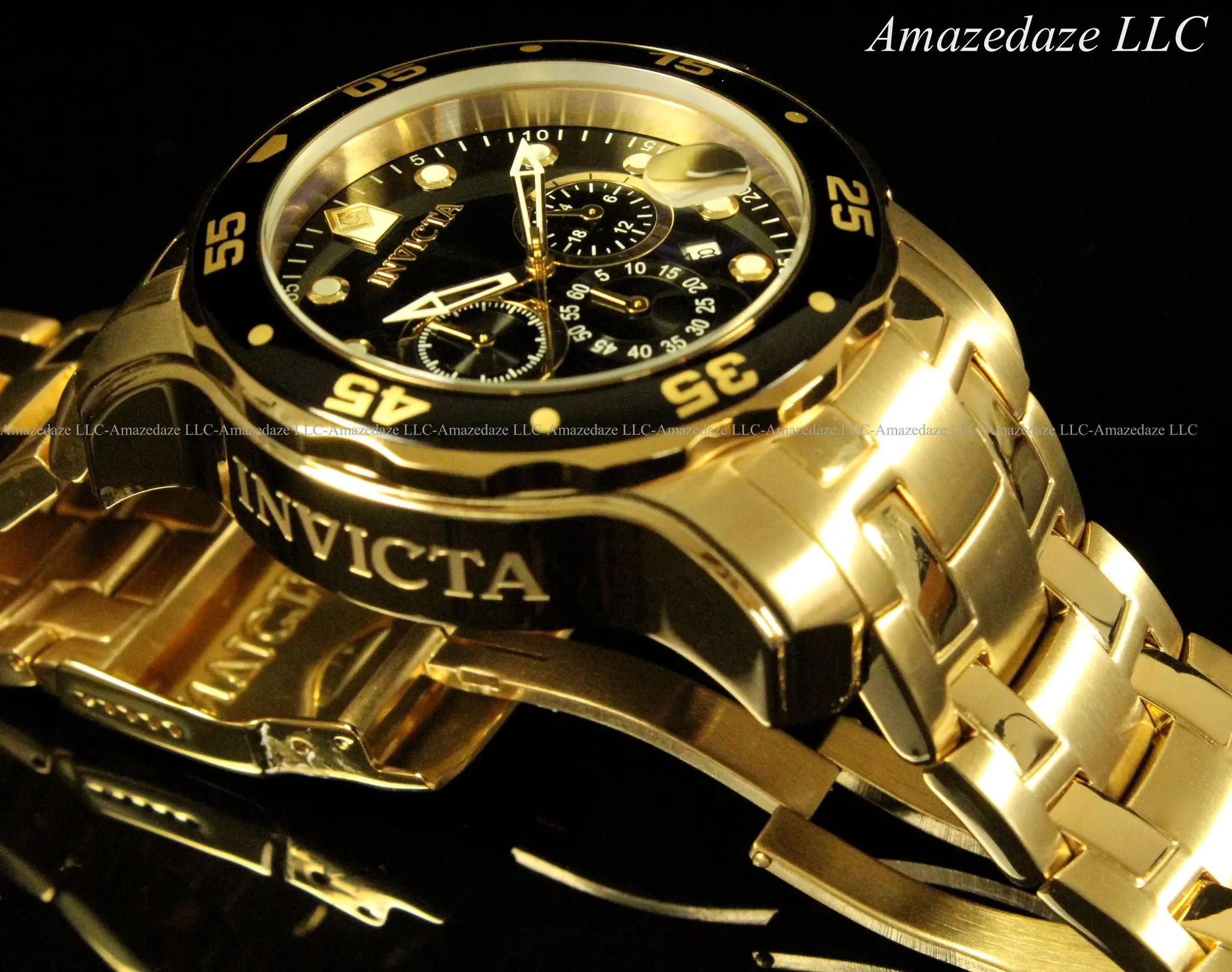 NEW Invicta Men's Pro Diver Scuba Chronograph Stainless Steel Black Dial Watch!!