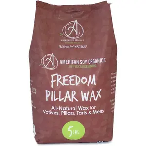 American Soy Organics Freedom Soy Wax Beads for Pillar Candle Making - Natural Supplies - Paraffin-Free, Beeswax-Free Wax for Votives, Pillars, Tarts, Tealights and Melts 5 lb