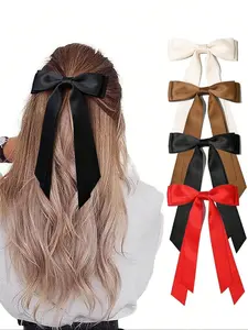 Women's Ballet Style Bow Hair Clips, Elegant Sweet Butterfly Knot Hair Accessories, 4pcs/2pcs, All Seasons, Plain Pattern, Hair Clip Set