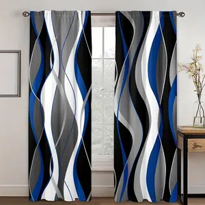 Abstract Geometric Pattern Curtains, 2 Piece Set, 100% Polyester Fiber, Window Curtain, for Bedroom Living Room Game Room, Perfect Gift for Family Friends, Room Decor Curtain