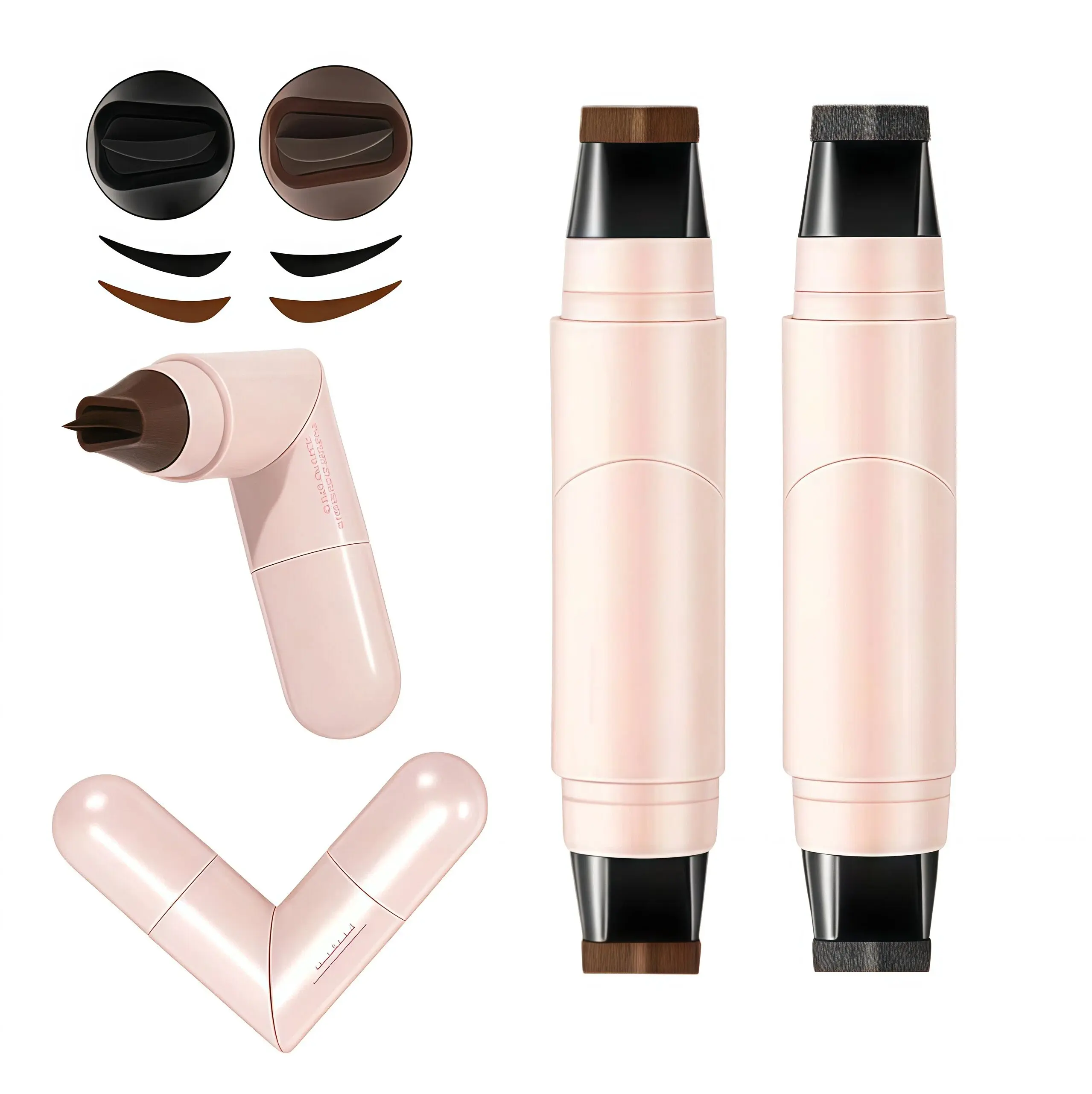2Pcs Dual-Ended Rotating Eyeliner Stamp & Pen, Waterproof Quick-Dry Smudge-Proof Long-Lasting Liquid Liner, Gentle Safe Formula No Harmful Additives, Beginner-Friendly Portable Durable Eye Cosmetic for Daily Party Use with Lipliner Storage