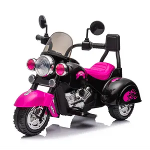 6V Battery-Powered 3-Wheel Chopper Kids Ride-On Motorcycle Toy - Pink Harley-Style Electric Ride-On with LED Headlights, Horn for Boys